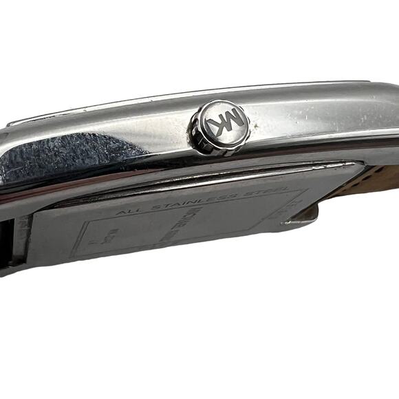 Michael Kors Quartz Watch Womens Stainless Steel MK-2242 Silver Embossed Leather - Picture 10 of 16